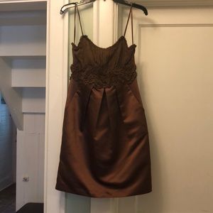 Brown spaghetti strap BCBG MAXAZRIA mini dress